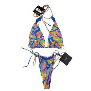 9.0 Swim - Frankie Multi Bikini Top & Bottoms in Blue & Purple